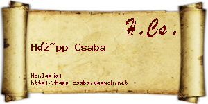 Hápp Csaba névjegykártya